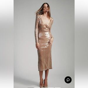 Bardot Verona Sequin Maxi Dress In Nude Size 14